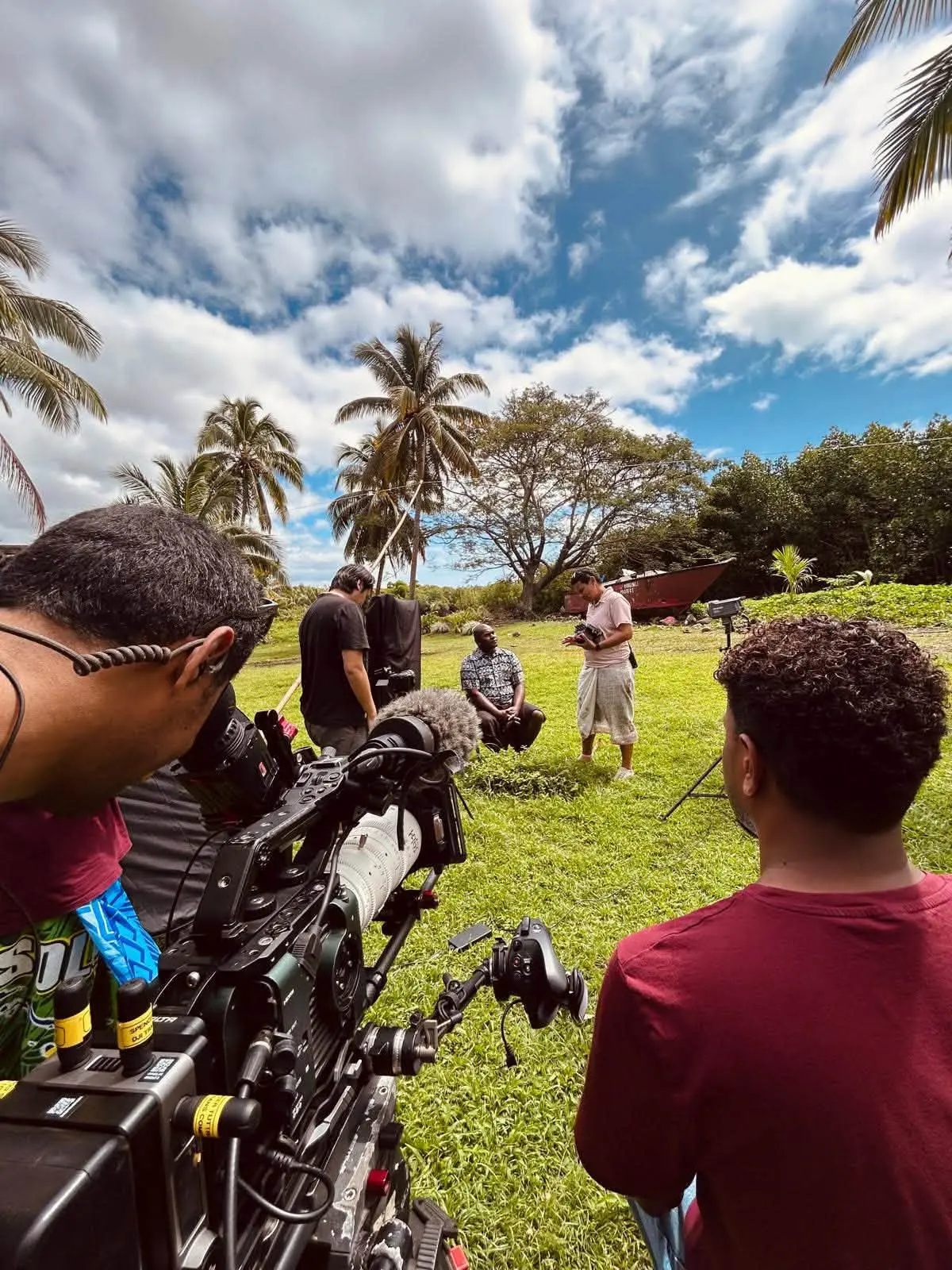 Crew working at the village location